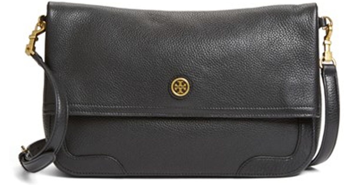 Tory Burch Frances Leather Messenger Bag In Black Lyst