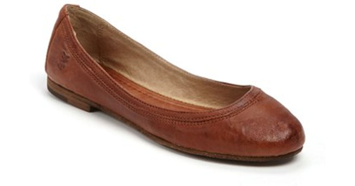 frye carson ballet flat cognac