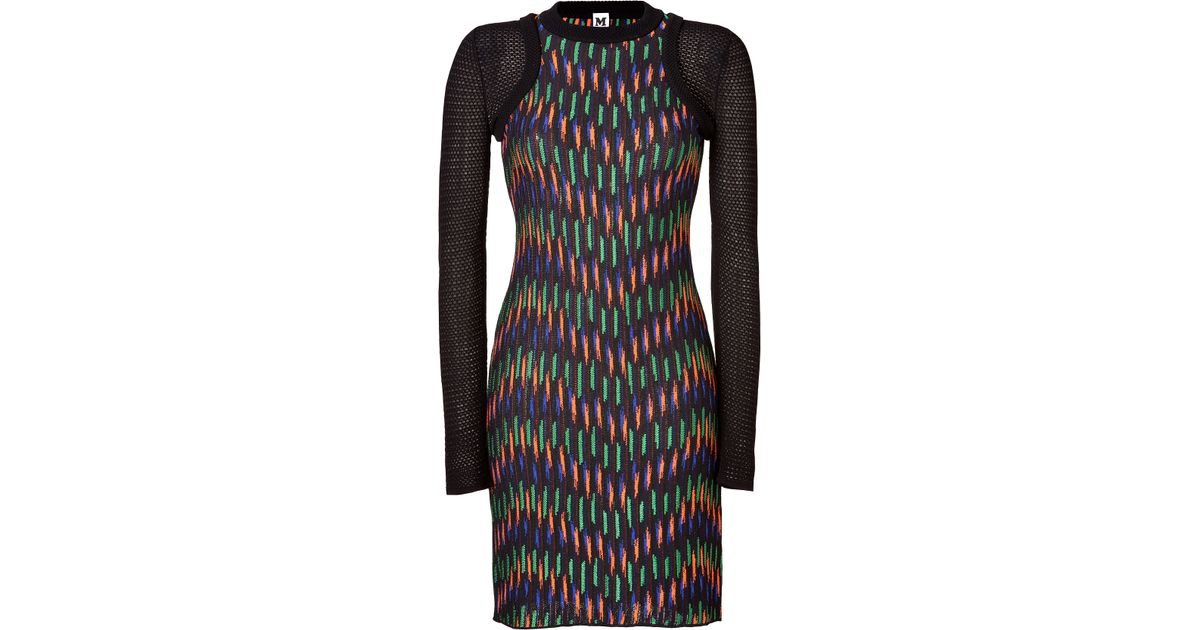 M missoni Cotton Blend Long Sleeve Multicolor Patterned Knit Dress Lyst