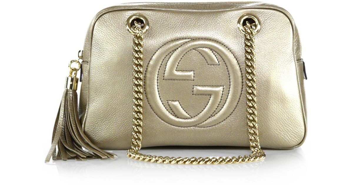 Lyst Gucci Soho Metallic Leather Chain Shoulder Bag In