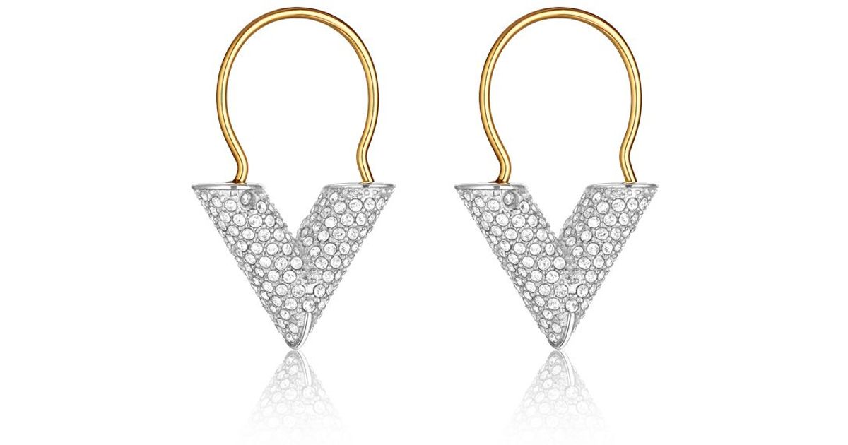 Louis vuitton Essential V Strass Hoop Earrings in Metallic | Lyst