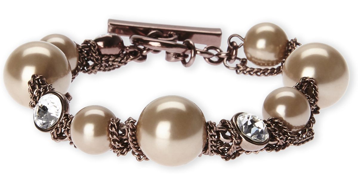 Lyst Givenchy Rose Gold Tone Faux Pearl Bracelet In Pink