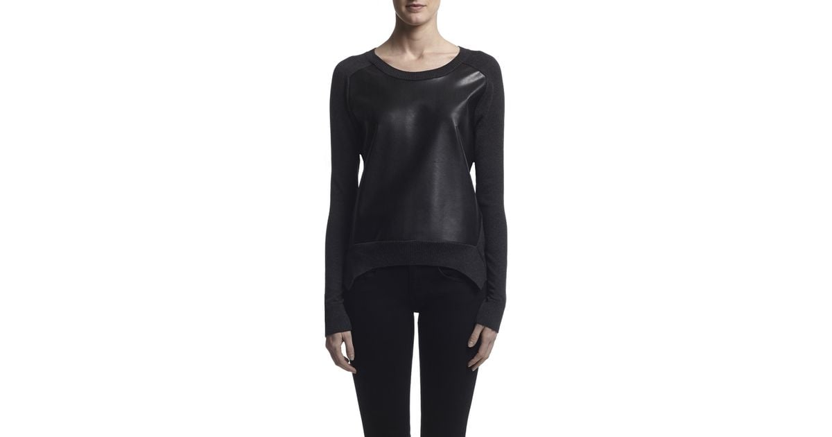 Lyst Bailey 44 Faux Leather Sweater in Black
