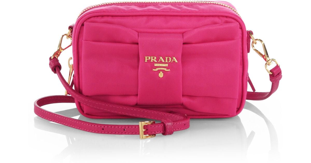 prada handbags real or fake - Prada Tessuto Nylon Bow Crossbody Bag in Purple (FUCHSIA) | Lyst