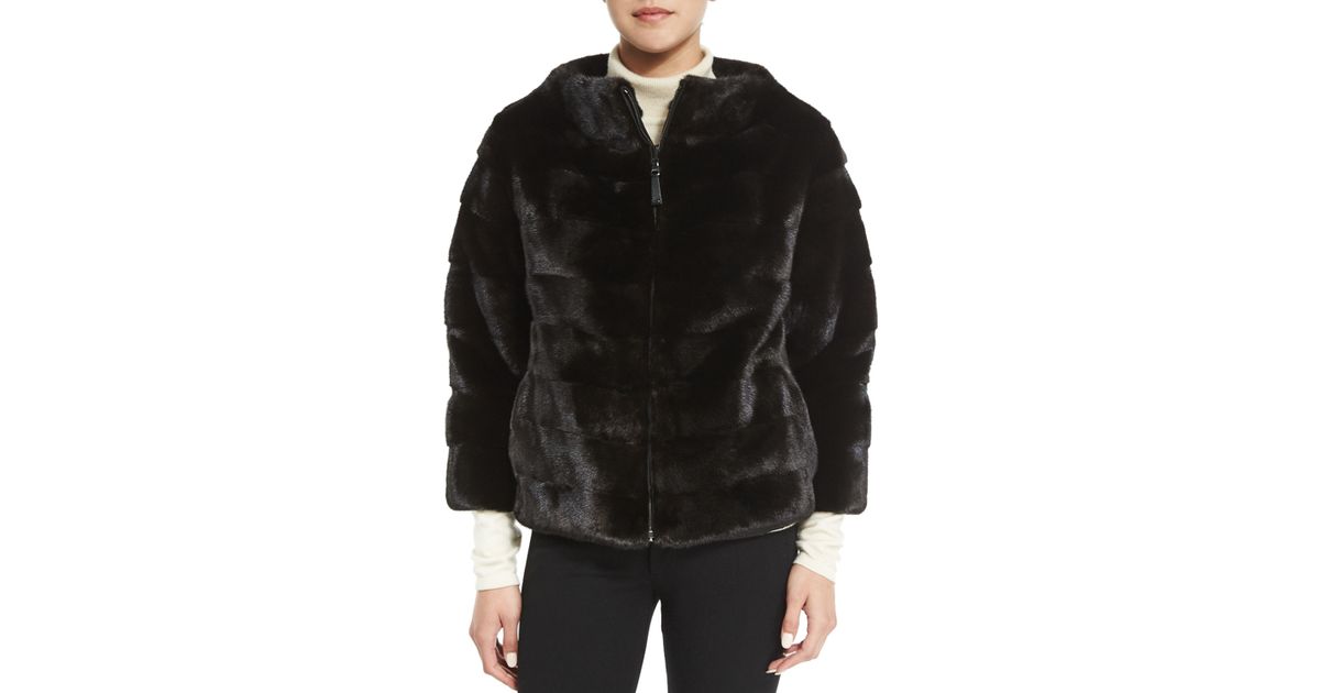 J Mendel Color Block Motorcycle Jacket With Mink Fur In Red Lyst J Mendel Evening Clothing For Fall Winter 2017