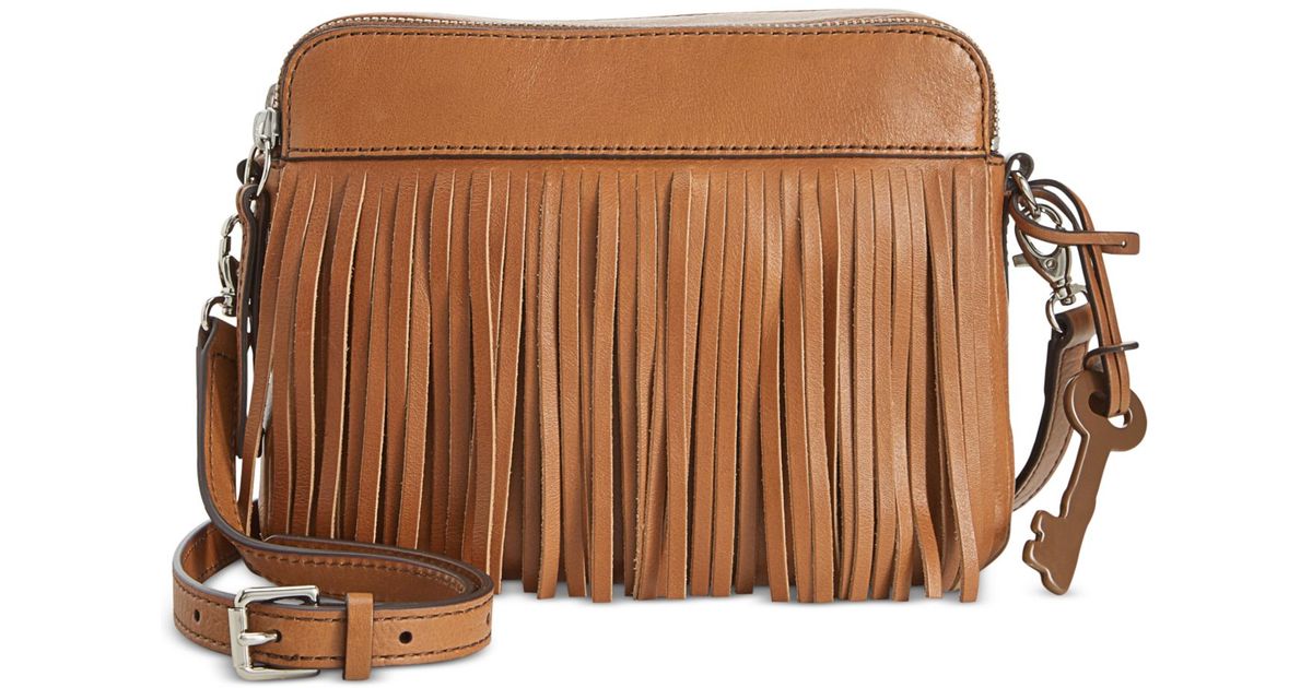 Lyst Fossil Sydney Leather Fringe Crossbody In Brown