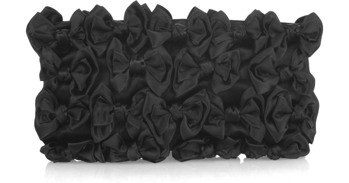 replica chloe - Miu miu Bow-embellished Satin Clutch in Black | Lyst