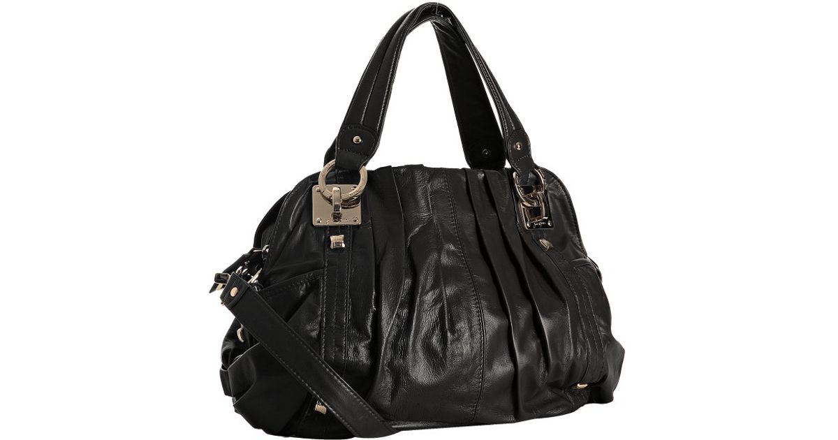 Lyst Junior Drake Black Leather Breanna Pleated Medium Shoulder Lyst Junior Drake Black Leather Breanna Pleated Medium Shoulder Bag In