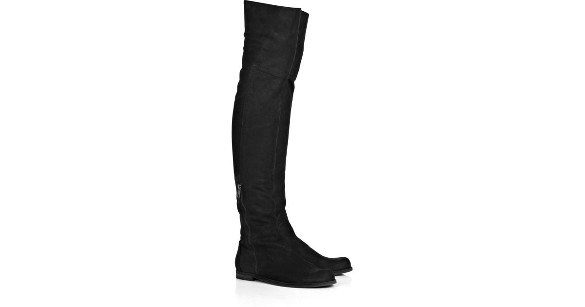 flat black suede over the knee boots