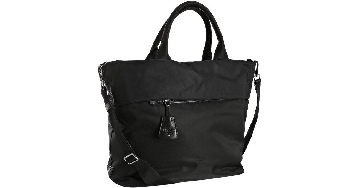 Prada Black Nylon Folded Oversize Tote in Black | Lyst