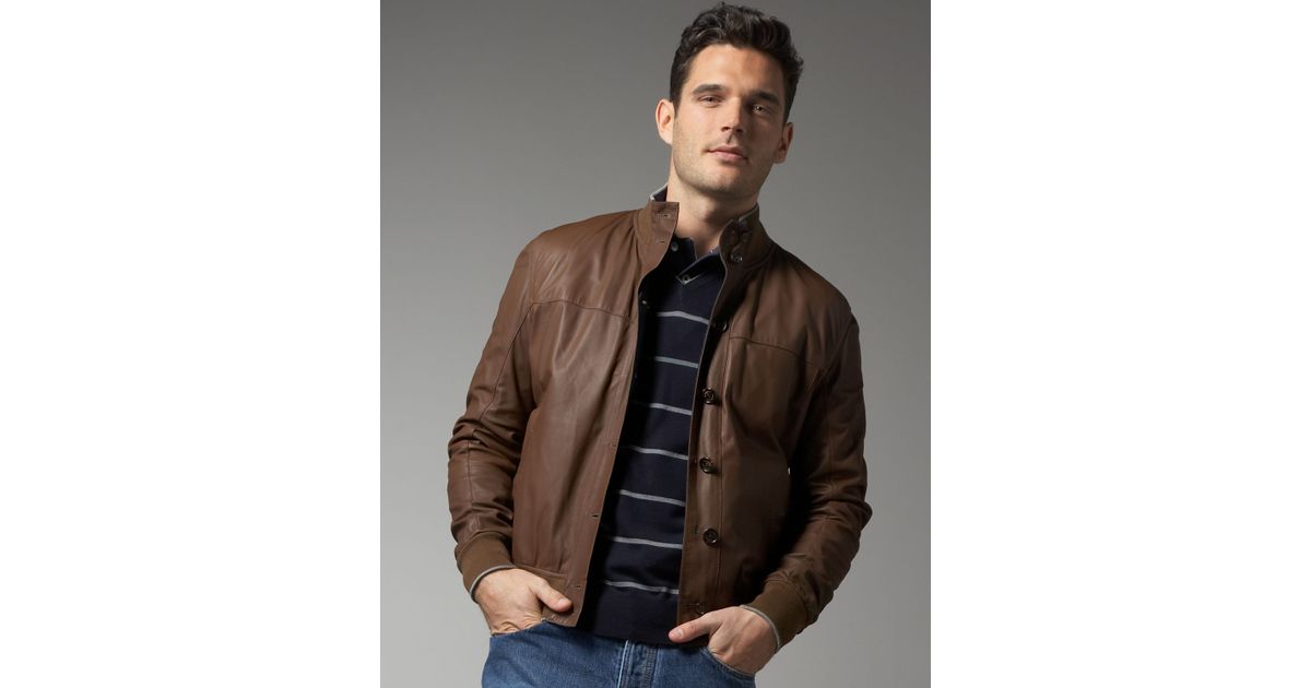 Lyst - Brunello Cucinelli Reversible Leather Jacket in Brown for Men