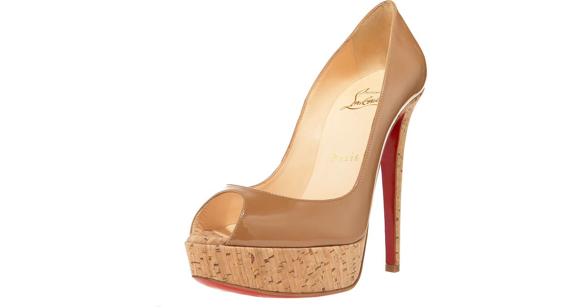 Christian louboutin Banana Cork-heel Pump in Brown (camel) | Lyst  