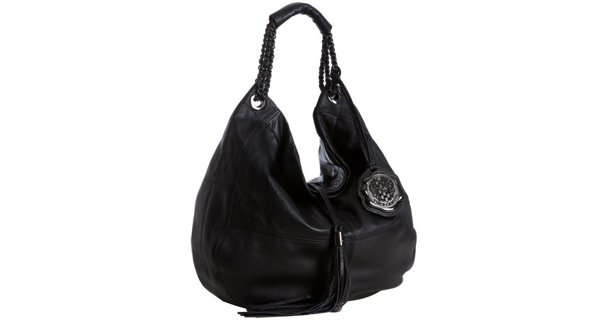 Lyst Vince Camuto Black Pebbled Leather Chain Hobo Bag In