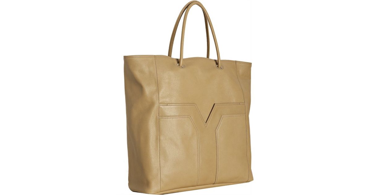 Saint laurent Beige Leather Lucky Chyc Tote in Beige | Lyst  