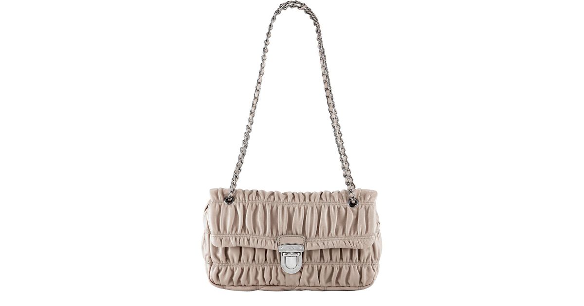 Prada Napa Gaufre Chain Shoulder Bag in Beige (black) | Lyst  