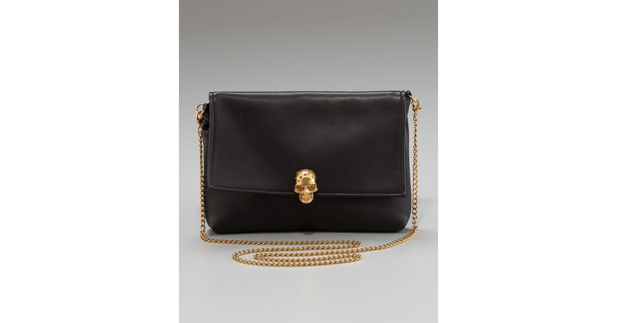 Lyst Alexander Mcqueen Skull Clasp Crossbody Clutch In Black