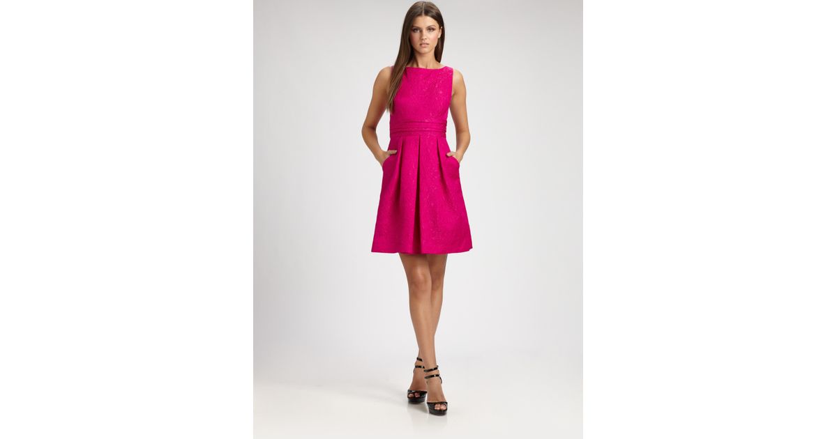 Kay unger Jacquard Dress in Pink | Lyst
