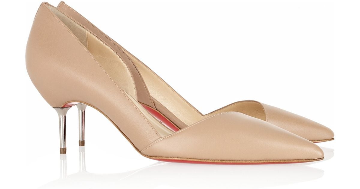 Christian louboutin Newton 70 Cutout Leather Pumps in Beige | Lyst