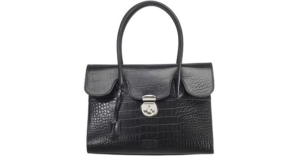 Osprey Black Leather Handbag Galleries Osprey London Samba Croc Hobo Shoulder Bag Black In Lyst