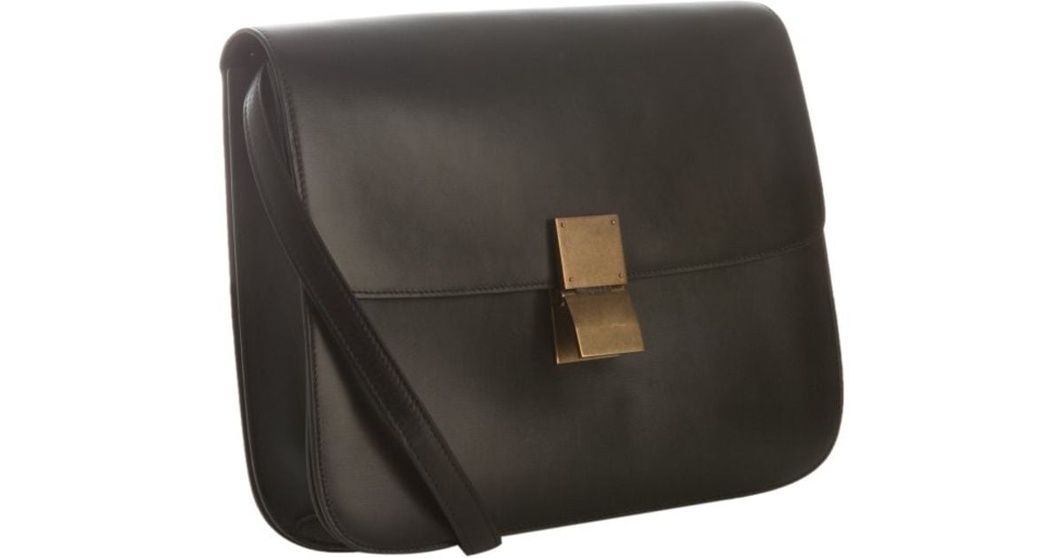 celine black patent leather handbag classic  