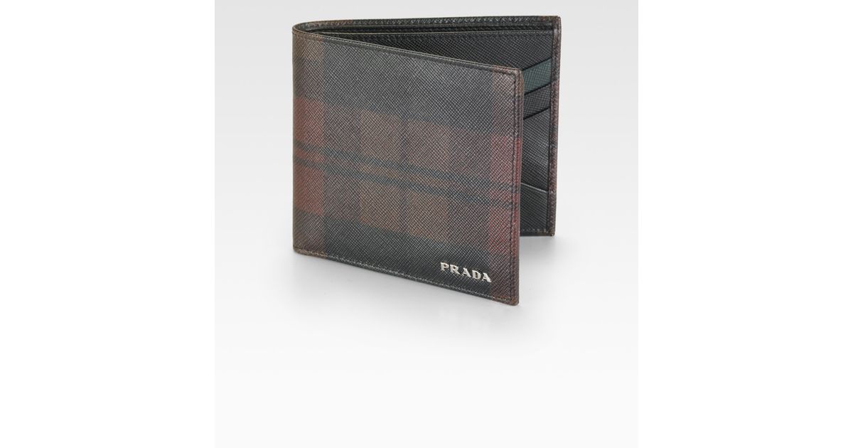 Prada Tartan Print Wallet in Brown for Men (brownwatch) | Lyst  