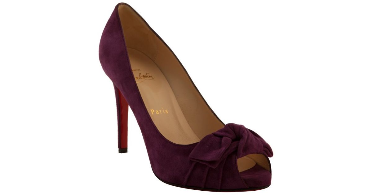 Christian louboutin Amethyst Suede Madame Butterfly 100 Peep Toe ...  