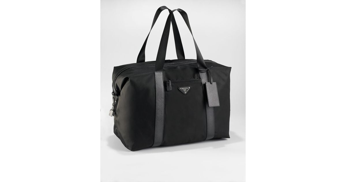 Prada Soft Duffel Bag in Black for Men | Lyst  