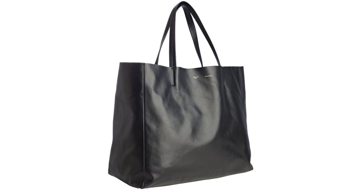 Lyst Céline Black Leather Large Tote Bag In