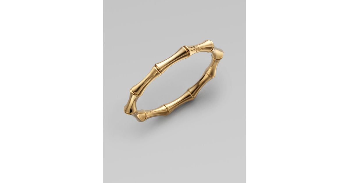 Lyst Gucci Bamboo 18k Yellow Gold Small Bangle Bracelet In Metallic