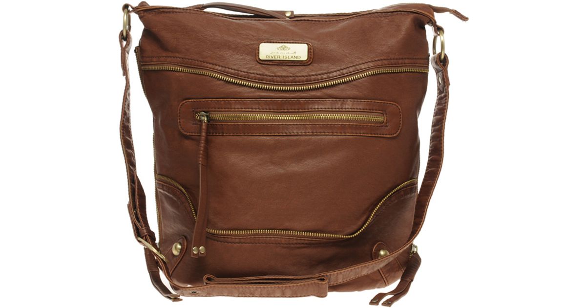 Lyst River island Zip Messenger Bag in Brown