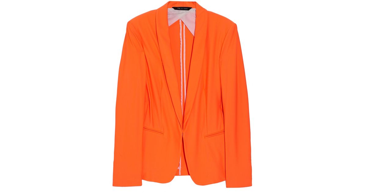 Rag & bone Sliver Tuxedo Scuba Sateen Blazer in Orange | Lyst