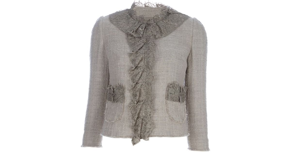 Lyst - Dolce & Gabbana Lace Detail Jacket in Brown