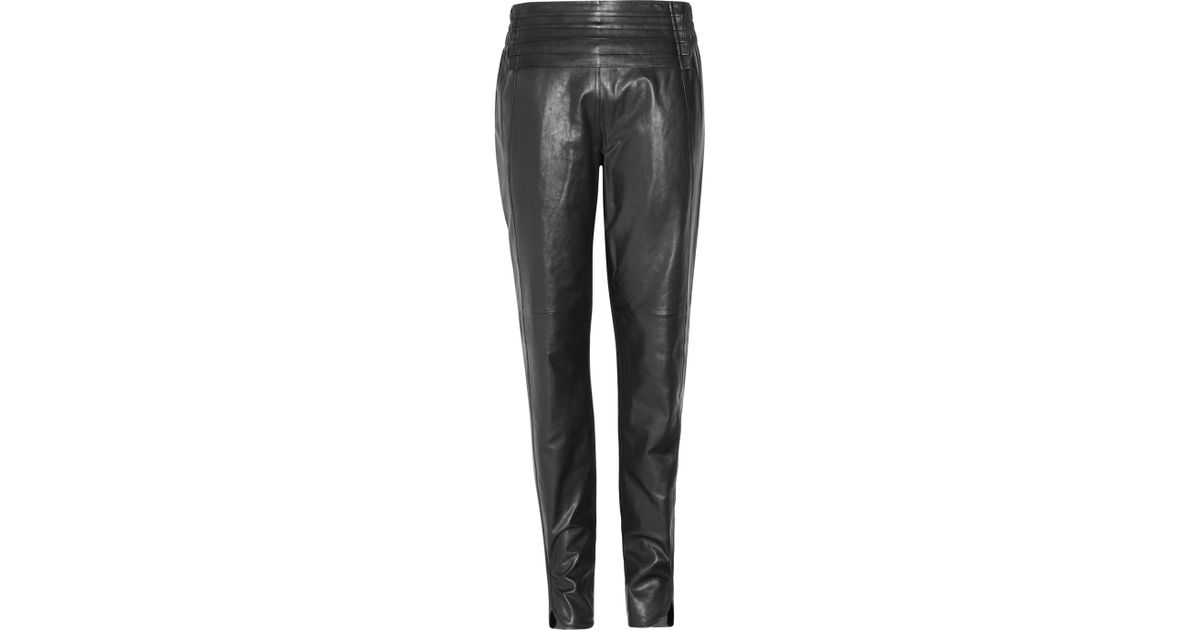 Alexander wang Tapered Leather Pants in Black | Lyst
