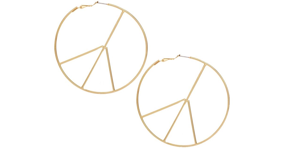 Lyst Asos Peace Sign Hoop Earrings In Metallic