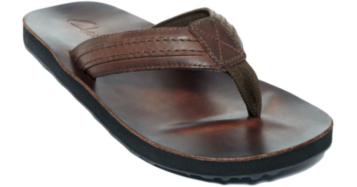 Lyst Clarks Jay Leather Flip Flop Sandals  in Brown for Men