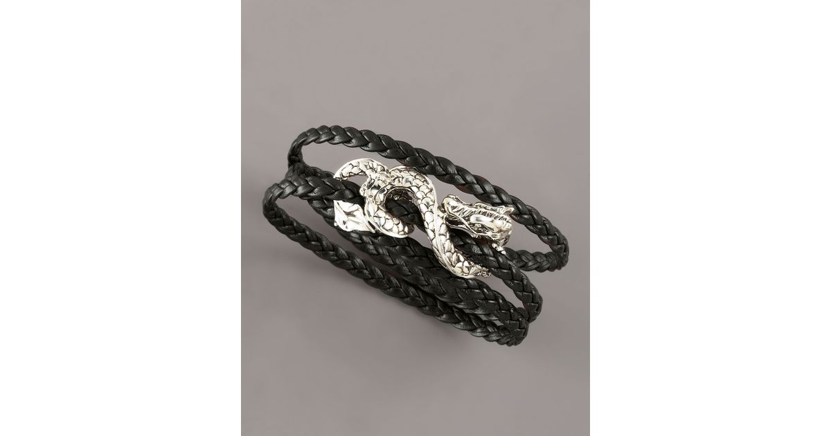 Lyst John Hardy Triple Wrap Leather Naga Bracelet Black In