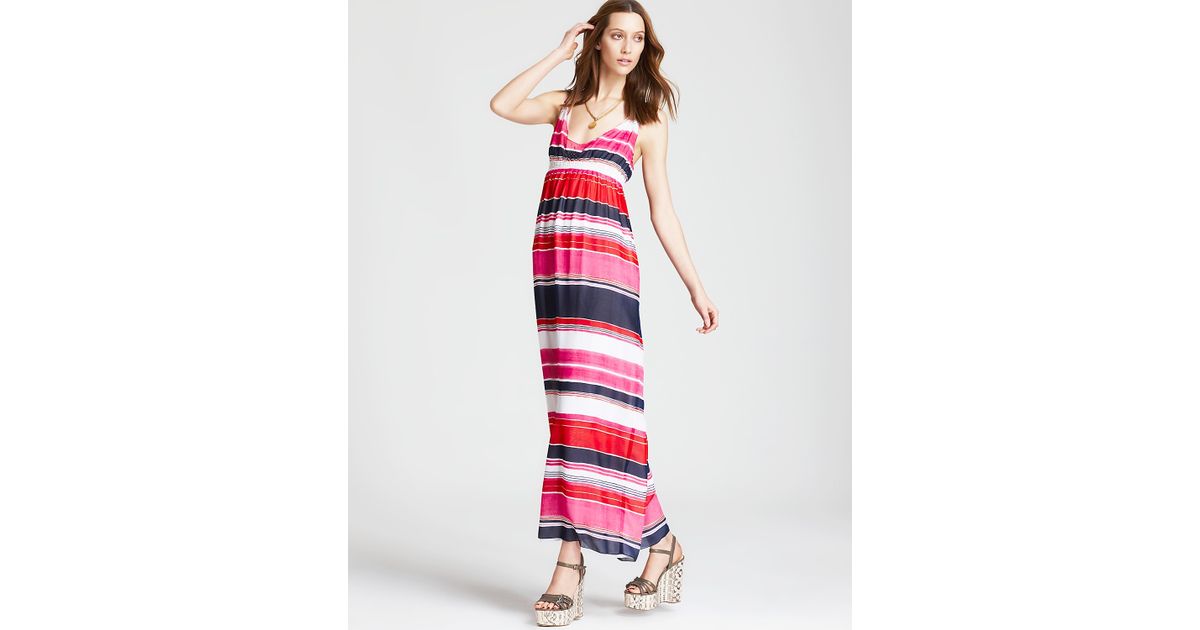 Lyst - Vince Camuto Striped Maxi Dress in Pink