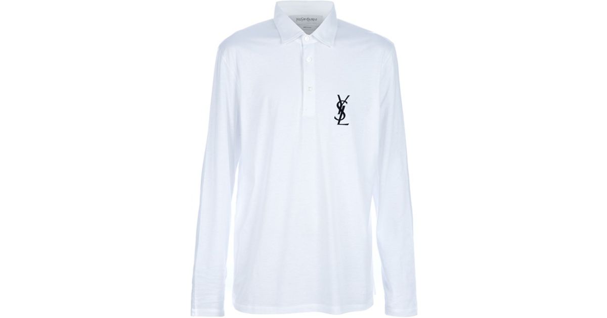 new ysl cabas chyc - Saint laurent Logo Polo Shirt in White for Men | Lyst