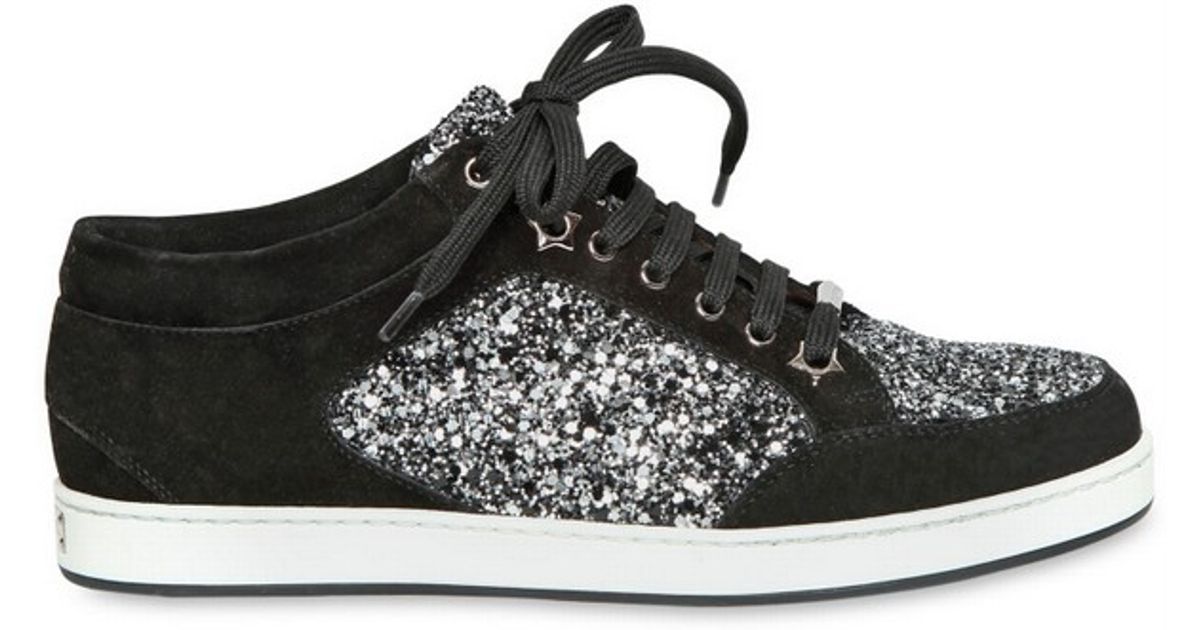 jimmy choo miami black suede and patent trainers