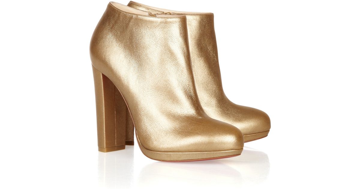 Christian louboutin Rock \u0026amp; Gold 120 Metallic Leather Ankle Boots ...