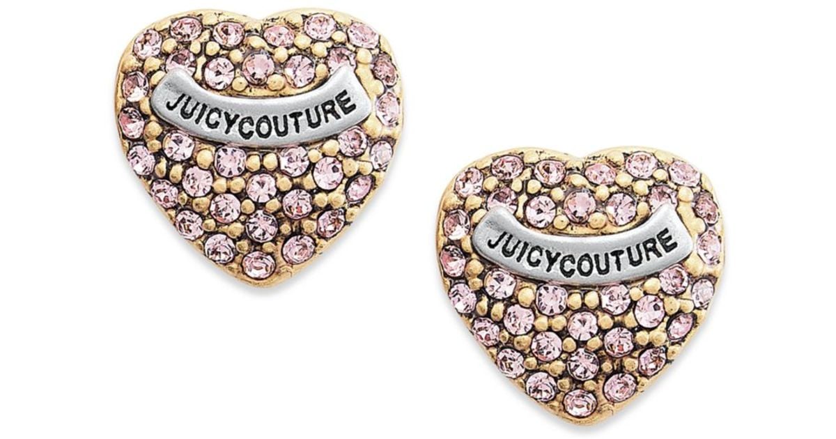 Lyst Juicy Couture Pink Heart Pave Stud Earrings In