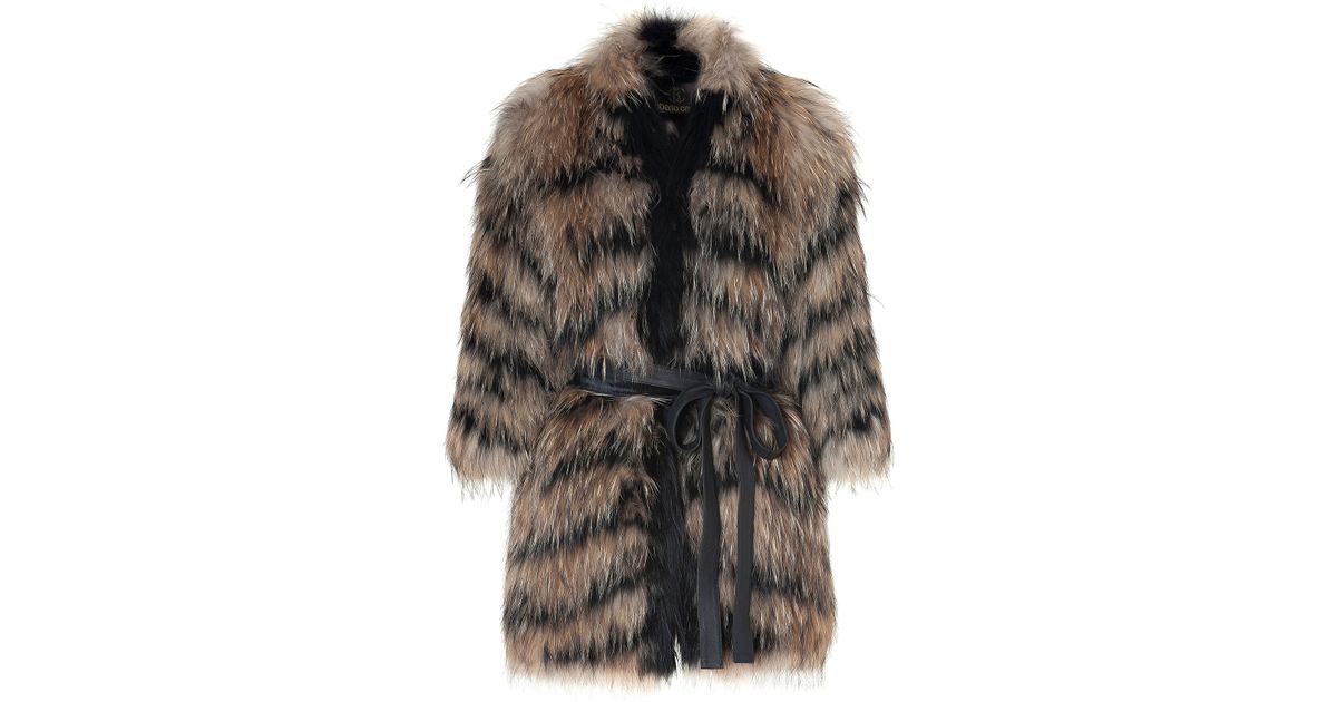 Lyst - Roberto cavalli Natural-black Belted Fur Coat in Natural