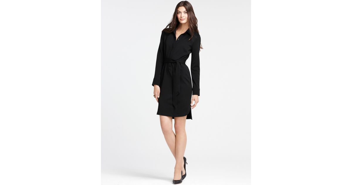 Long black jersey sheath dress shirt