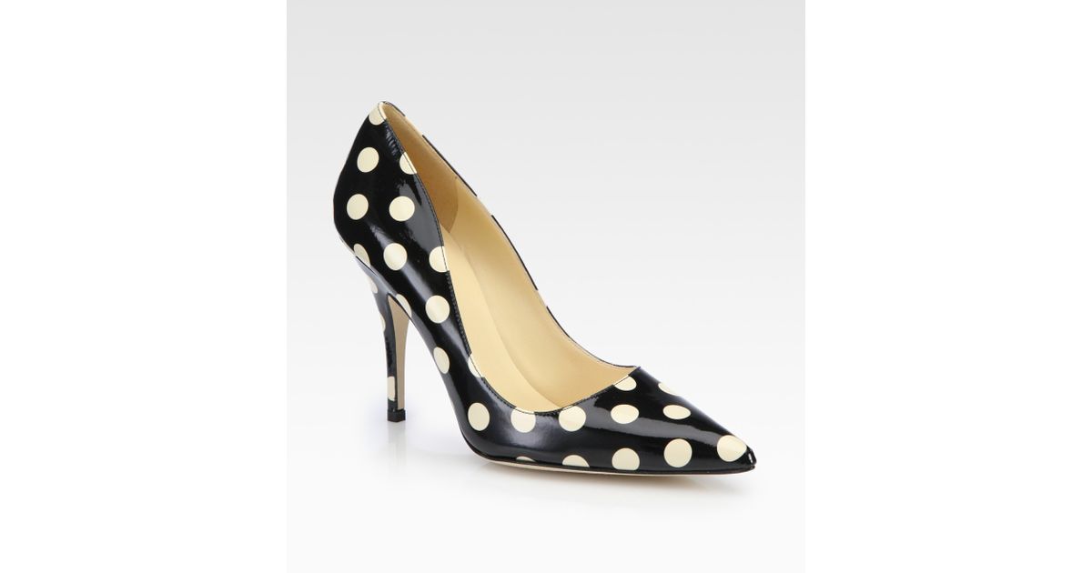 Lyst - Kate spade new york Licorice Polka Dot Patent Leather Pumps in Black