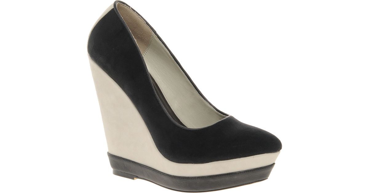 River island Contrast Wedge Shoes in Black | Lyst