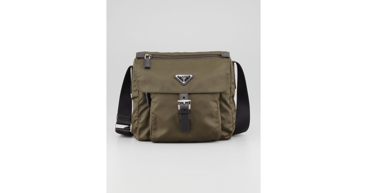 Prada Vela Nylon Messenger Bag Olive in Brown (olive) | Lyst