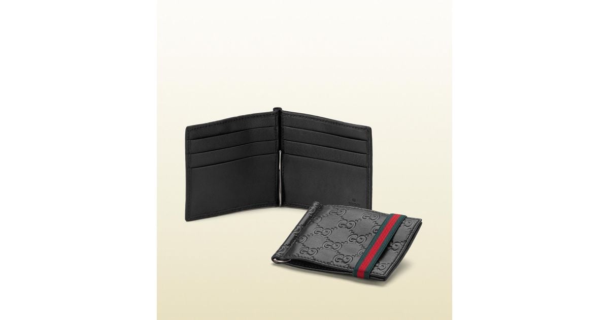 Lyst - Gucci Ssima Leather Money Clip Wallet in Black for Men