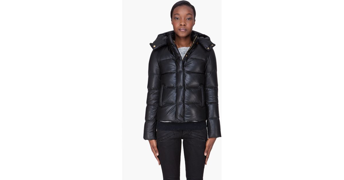 Black Leather Er Jacket With Hood Best 2017 Alexander Black Leather Removable Hood Jacket In Lyst