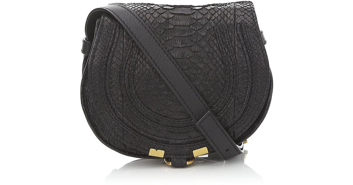 Chlo Marcie Mini Python Bag in Black (gold) | Lyst  