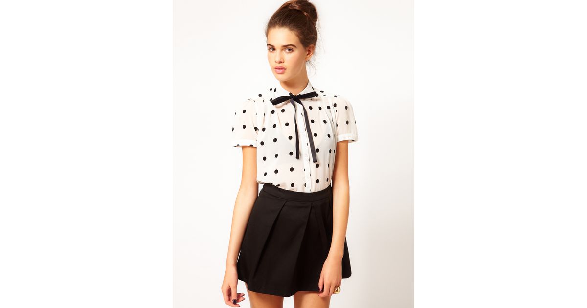 polka dot bow tie blouse